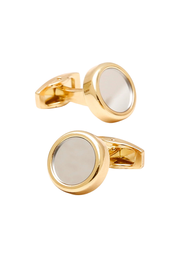 Men's Cufflinks Personalized Creative Mirror Inlaid Round Gold Shirt Accessories Pair