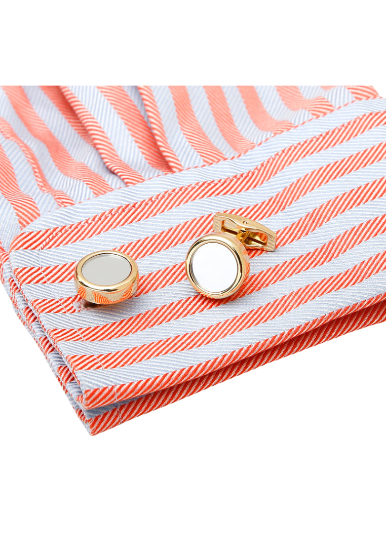 Men's Cufflinks Personalized Creative Mirror Inlaid Round Gold Shirt Accessories Pair