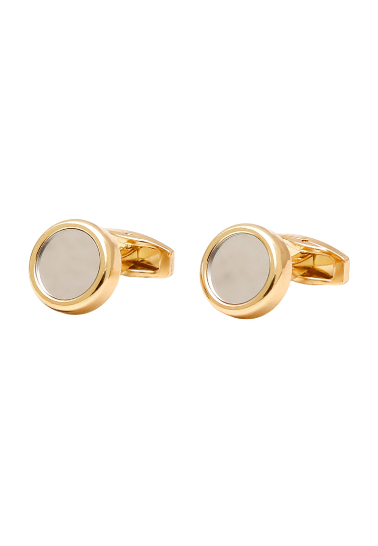 Men's Cufflinks Personalized Creative Mirror Inlaid Round Gold Shirt Accessories Pair