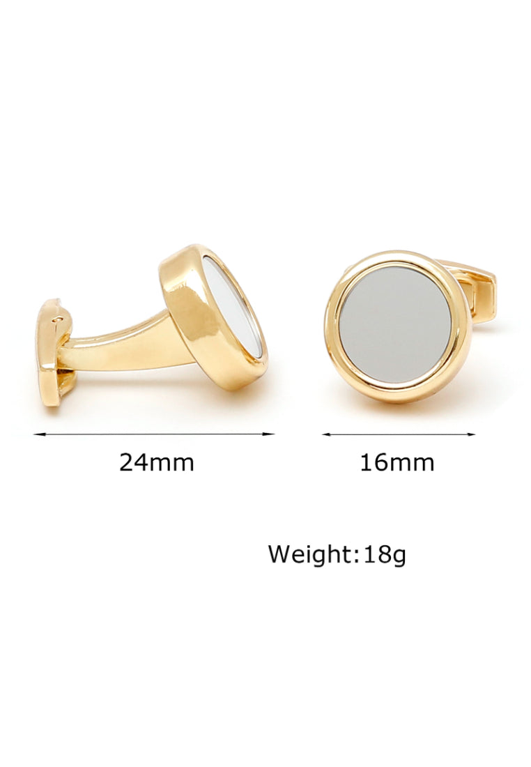 Men's Cufflinks Personalized Creative Mirror Inlaid Round Gold Shirt Accessories Pair