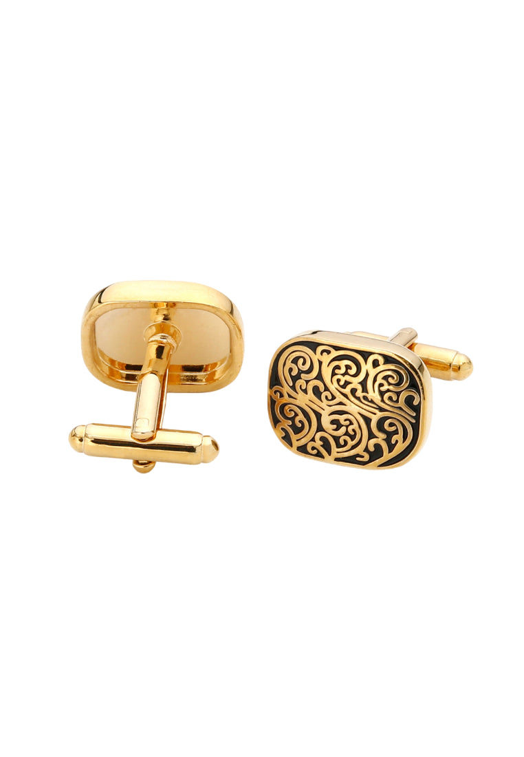 Simple Retro Pattern Rectangular Copper Gold Silver Men's Cufflinks