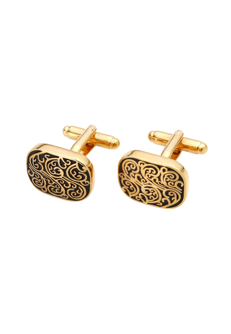 Simple Retro Pattern Rectangular Copper Gold Silver Men's Cufflinks