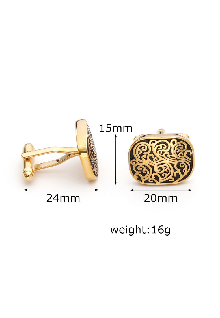 Simple Retro Pattern Rectangular Copper Gold Silver Men's Cufflinks