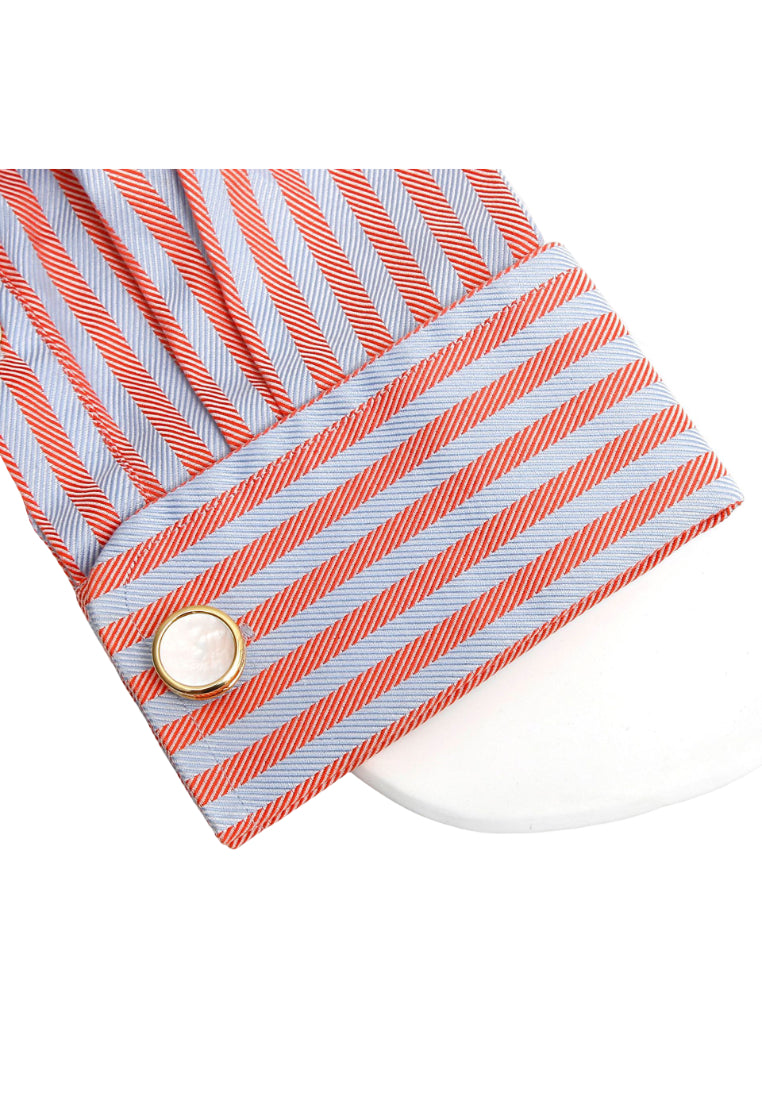 Pair Of Men's Jewelry High Quality Light Luxury French Simple Shell Copper Round Gold Shirt Cufflinks