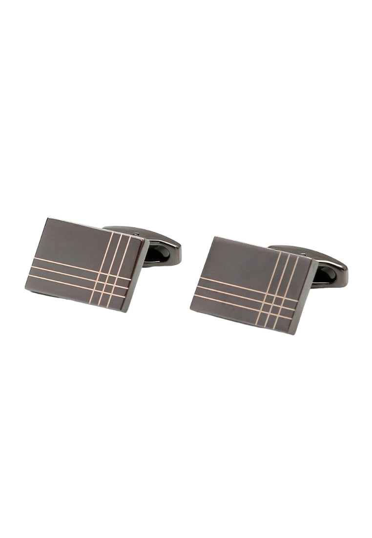 Men's Cufflinks Simple Laser Striped French Gun Gray Square Shirt Button Jewelry Pair