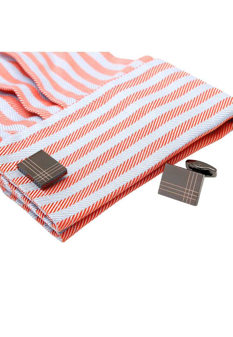 Men's Cufflinks Simple Laser Striped French Gun Gray Square Shirt Button Jewelry Pair