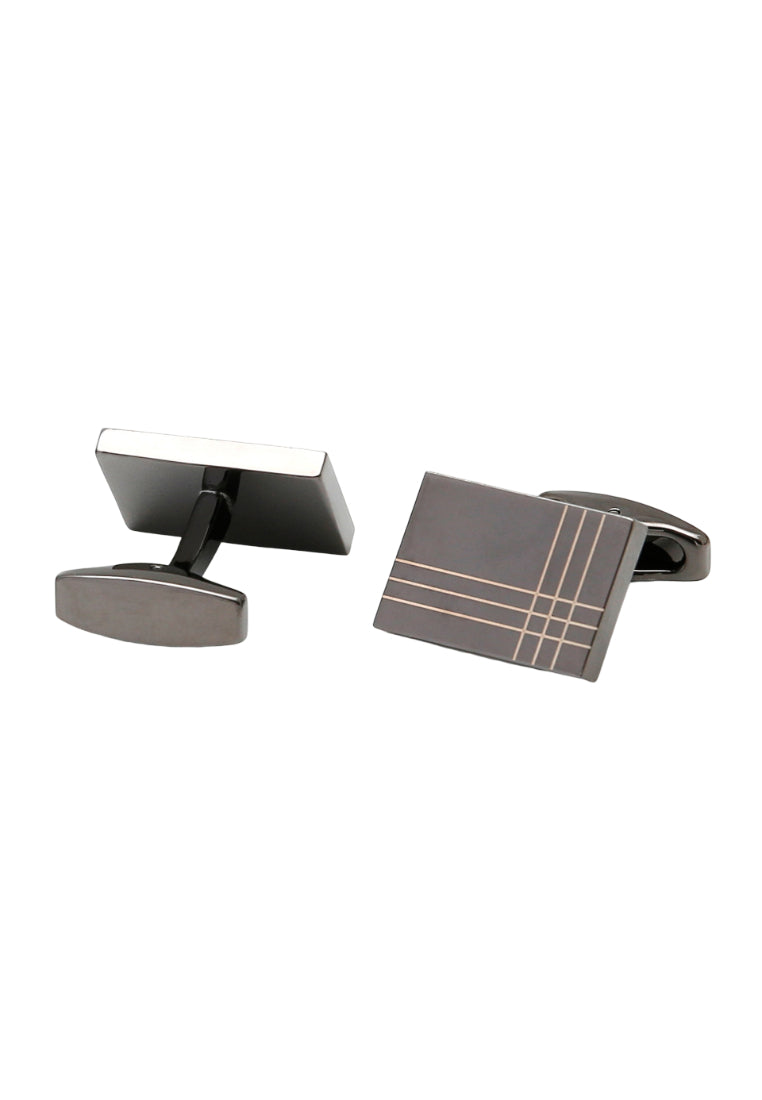 Men's Cufflinks Simple Laser Striped French Gun Gray Square Shirt Button Jewelry Pair