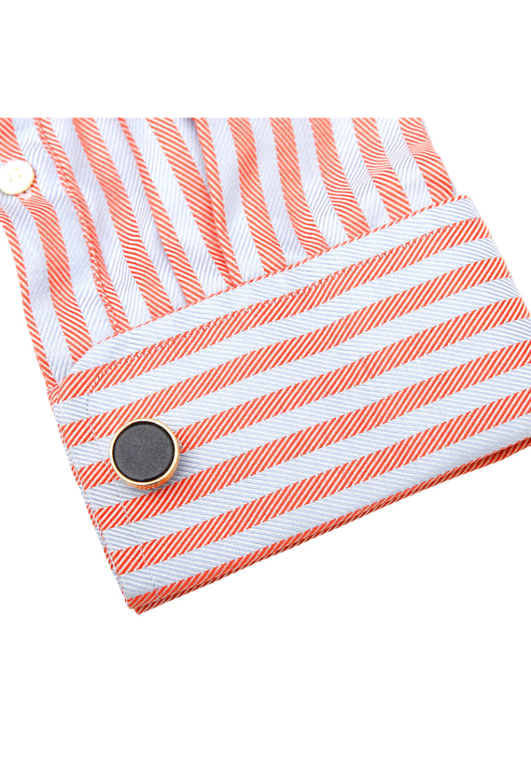 Men's Cufflinks European And American Light Luxury Blue Sandstone Round Gold Copper Shirt Sleeve Nail