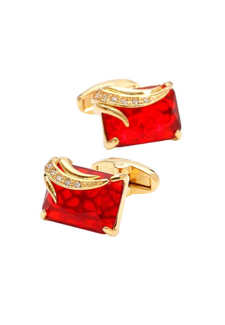 Pair Of Men's Cufflinks Light Luxury French Temperament Inlaid Red Crystal Rhinestone Square Shirt Cuff Nail Jewelry