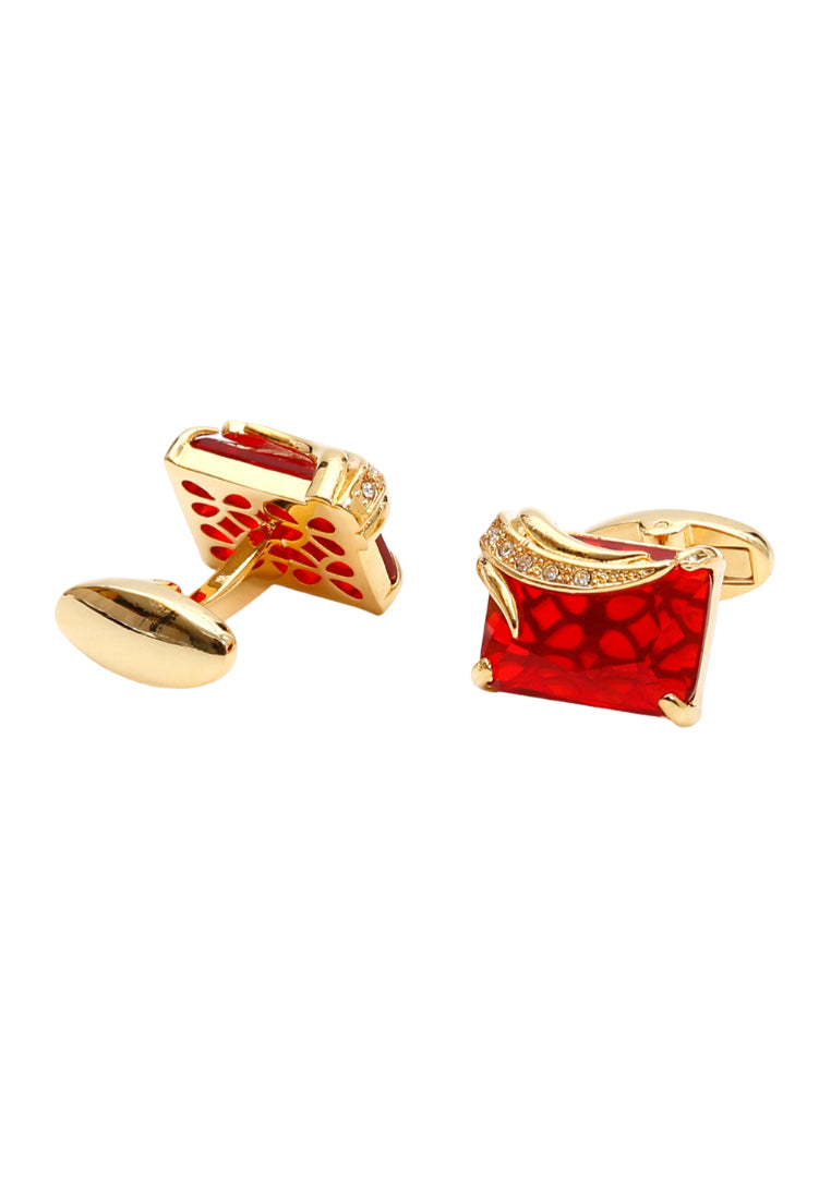 Pair Of Men's Cufflinks Light Luxury French Temperament Inlaid Red Crystal Rhinestone Square Shirt Cuff Nail Jewelry