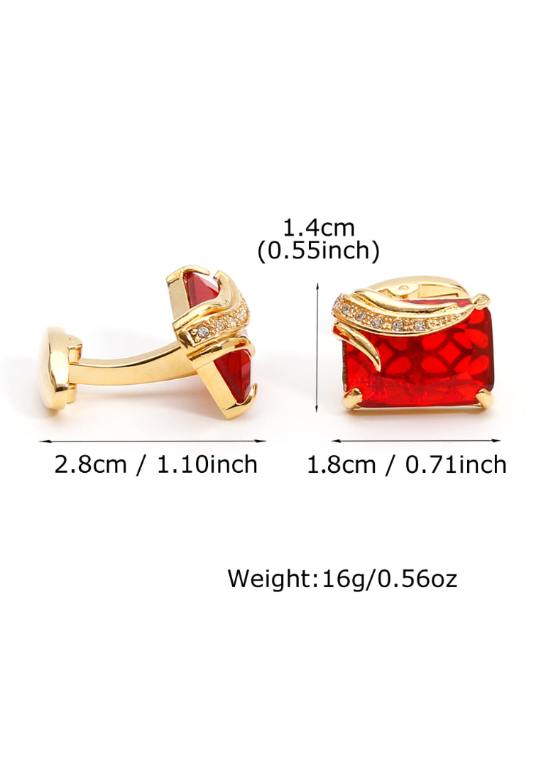 Pair Of Men's Cufflinks Light Luxury French Temperament Inlaid Red Crystal Rhinestone Square Shirt Cuff Nail Jewelry