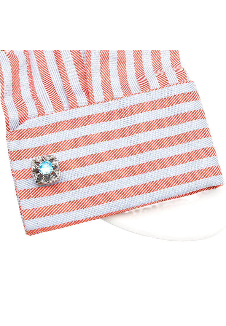 Men's Cufflinks European And American Light Luxury Inlaid Blue Zircon Square Silver Copper Shirt Sleeve Nail