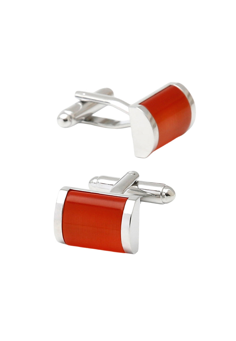 Men's Cufflinks Light Luxury Orange Red Cat's Eye Stone French Shirt Sleeve Nail Button Jewelry Pair