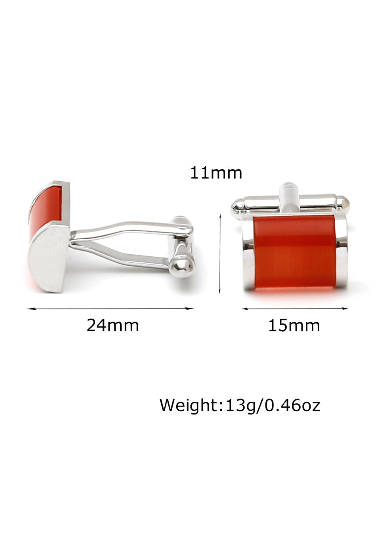 Men's Cufflinks Light Luxury Orange Red Cat's Eye Stone French Shirt Sleeve Nail Button Jewelry Pair