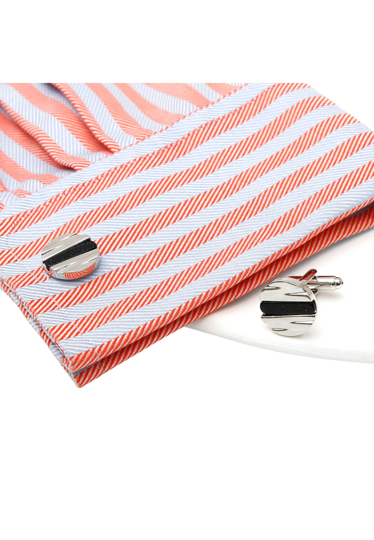 Men's Cufflinks European And American Light Luxury Blue Sandstone Round Silver Copper Shirt Sleeve Nail