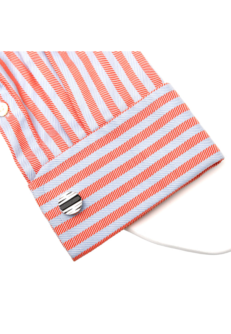 Men's Cufflinks European And American Light Luxury Blue Sandstone Round Silver Copper Shirt Sleeve Nail