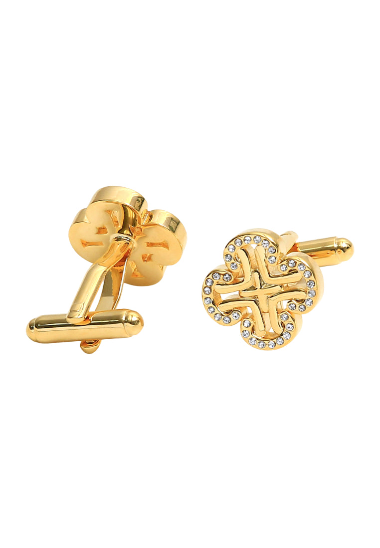 Men's Cufflinks Hollow Inlaid Rhinestone Cross Shape Copper Gold Silver Selected Shirt Cuff Nail Buttons