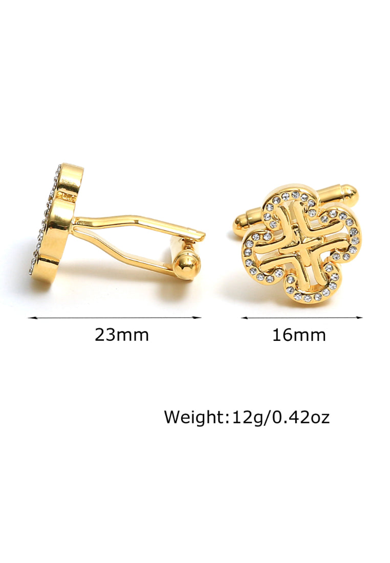 Men's Cufflinks Hollow Inlaid Rhinestone Cross Shape Copper Gold Silver Selected Shirt Cuff Nail Buttons