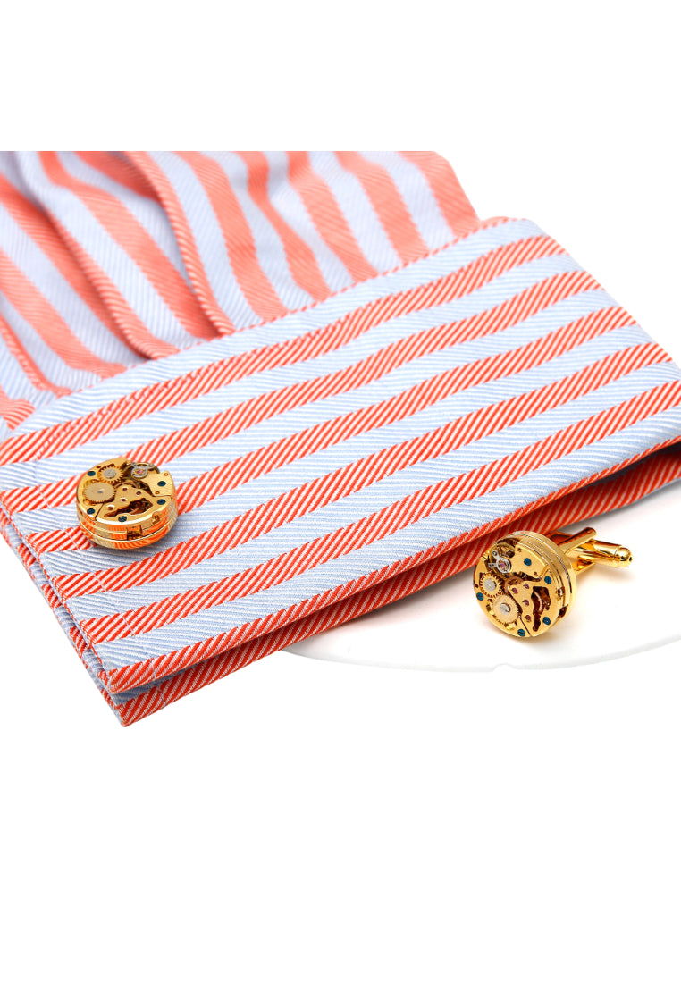 Men's Cufflinks Punk Mechanical Gear Round Gold Copper Shirt Accessories Pair