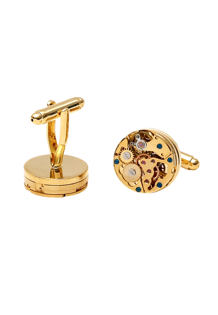 Men's Cufflinks Punk Mechanical Gear Round Gold Copper Shirt Accessories Pair