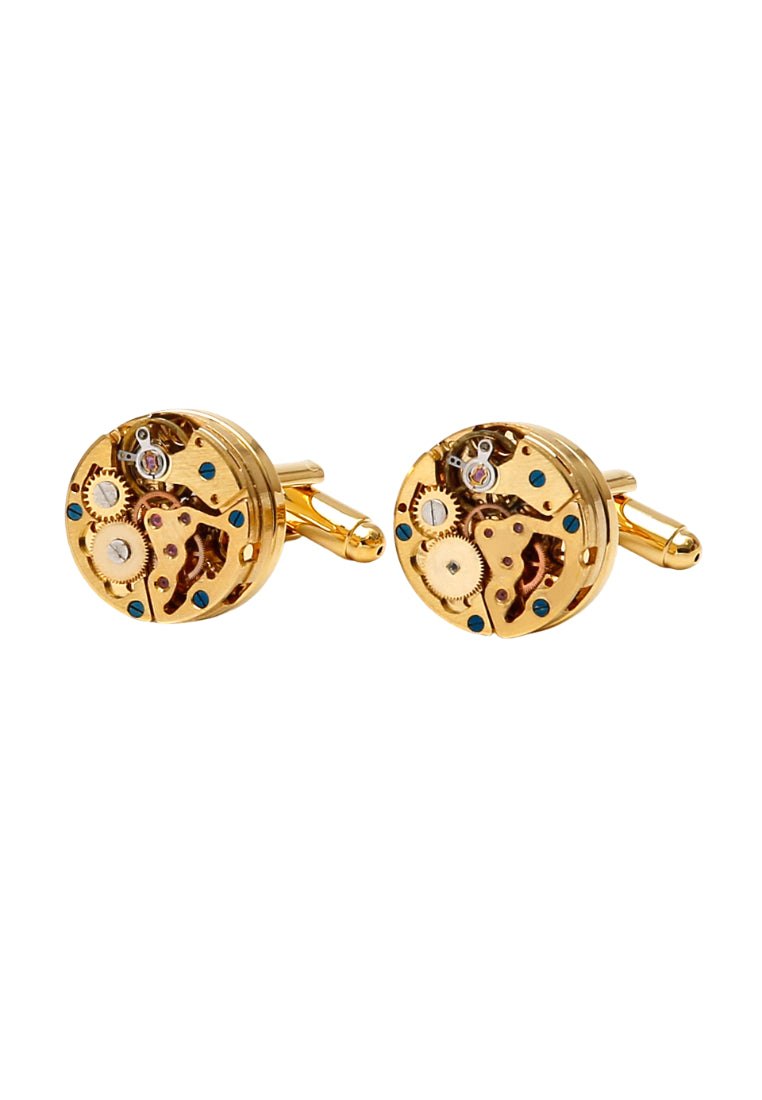 Men's Cufflinks Punk Mechanical Gear Round Gold Copper Shirt Accessories Pair