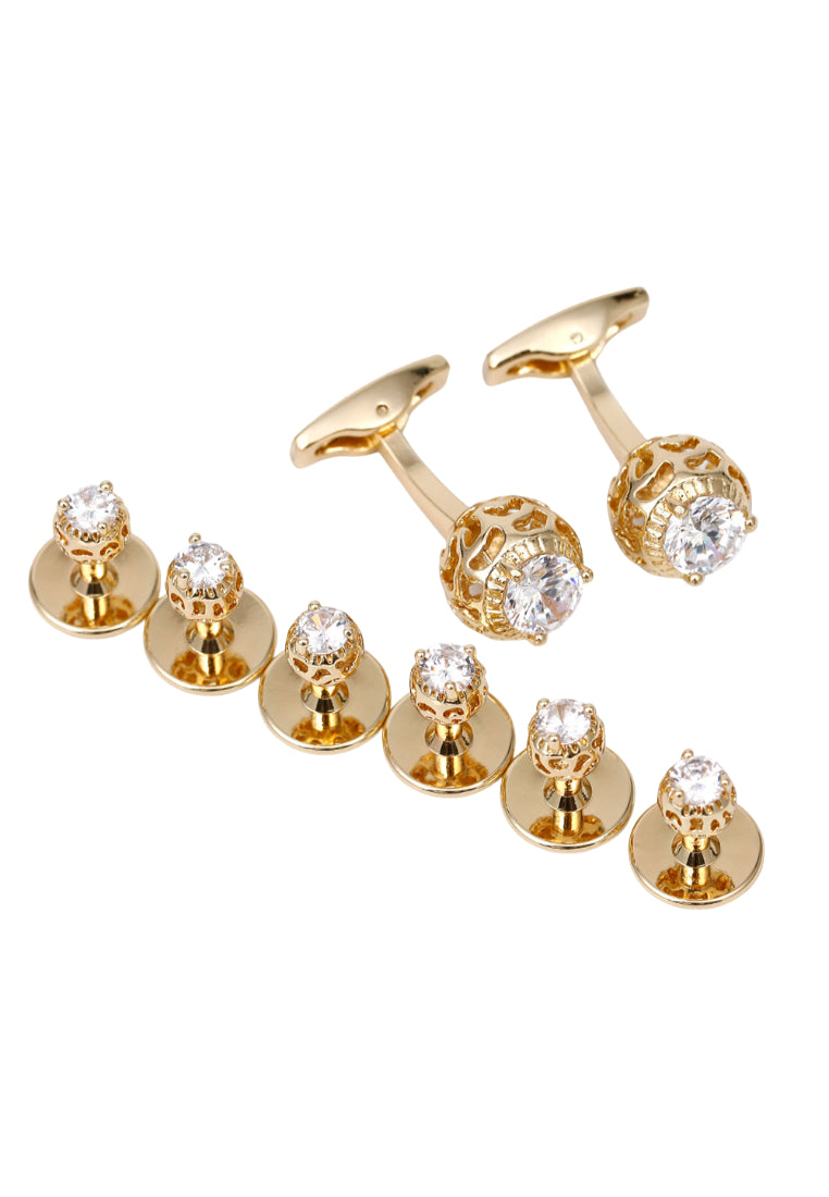 Men's Cufflinks High Quality Light Luxury Zircon Gold Shirt Cuff Nail Decoration Set