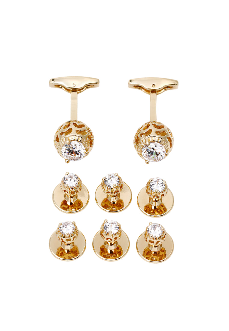 Men's Cufflinks High Quality Light Luxury Zircon Gold Shirt Cuff Nail Decoration Set