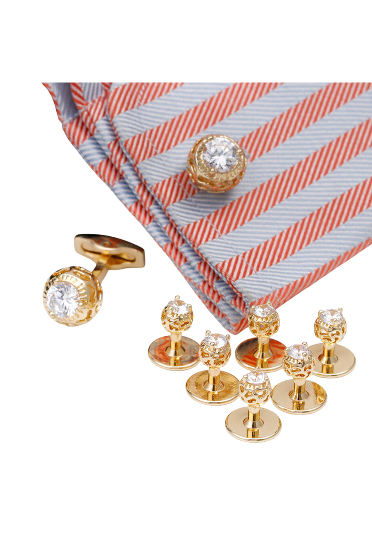 Men's Cufflinks High Quality Light Luxury Zircon Gold Shirt Cuff Nail Decoration Set