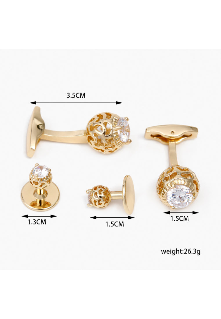 Men's Cufflinks High Quality Light Luxury Zircon Gold Shirt Cuff Nail Decoration Set