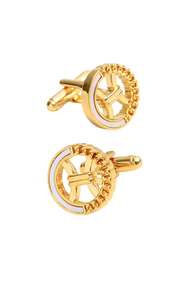 Men's Cufflinks Light Luxury Round Hollow Shell Copper Shirt Sleeve Nail Buttons