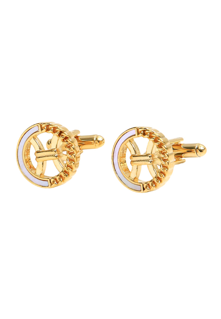 Men's Cufflinks Light Luxury Round Hollow Shell Copper Shirt Sleeve Nail Buttons