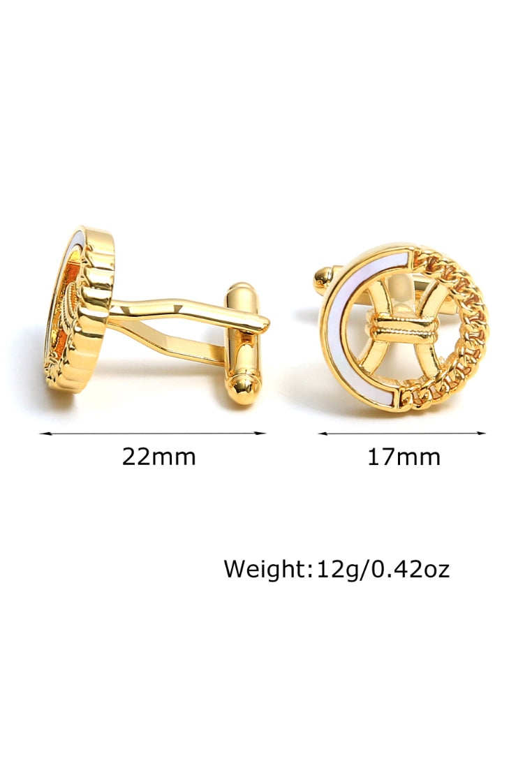 Men's Cufflinks Light Luxury Round Hollow Shell Copper Shirt Sleeve Nail Buttons
