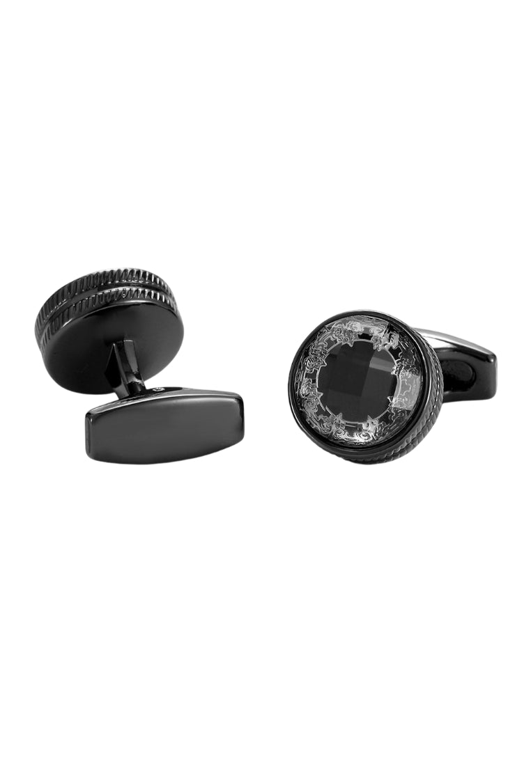 Men's Cufflinks Creative Personality Black Silver Round Daily Button Jewelry