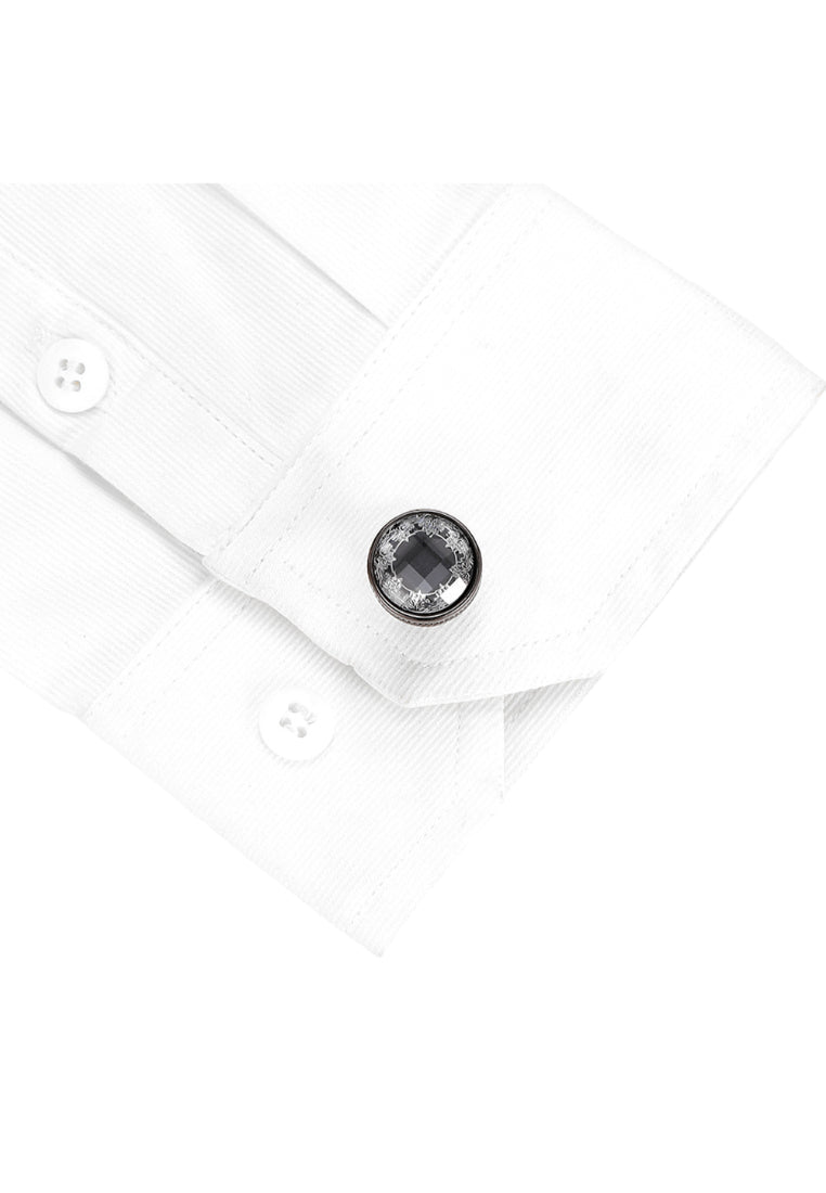 Men's Cufflinks Creative Personality Black Silver Round Daily Button Jewelry