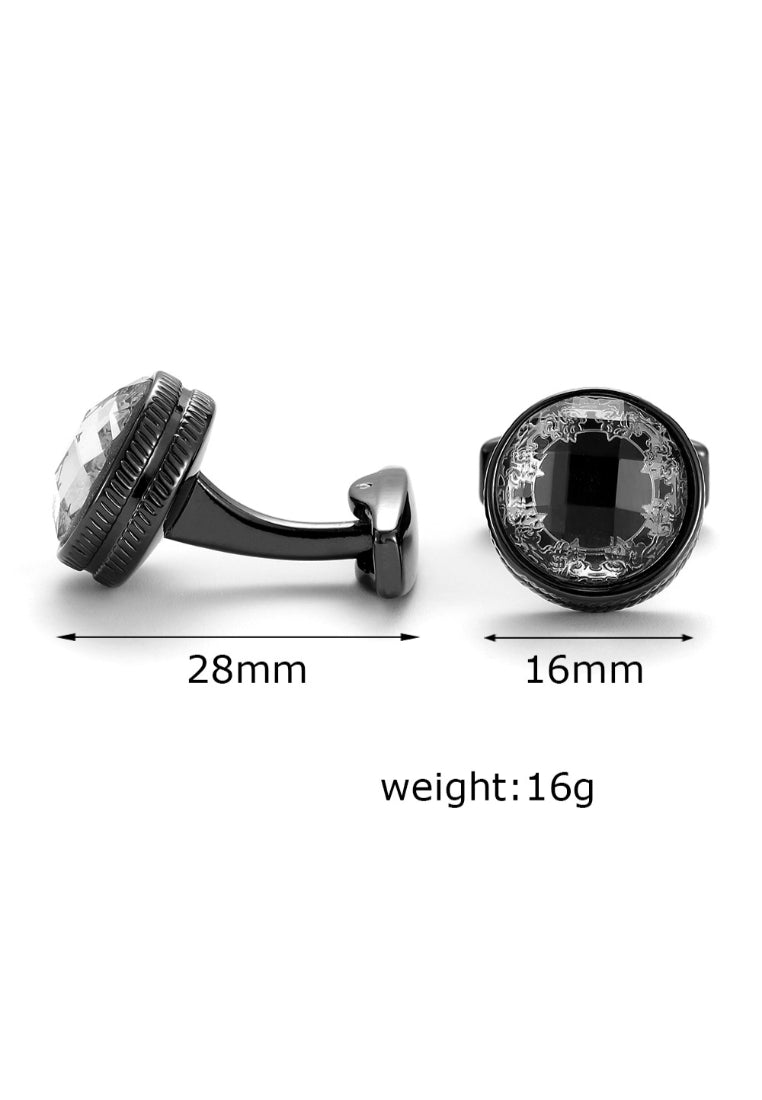 Men's Cufflinks Creative Personality Black Silver Round Daily Button Jewelry