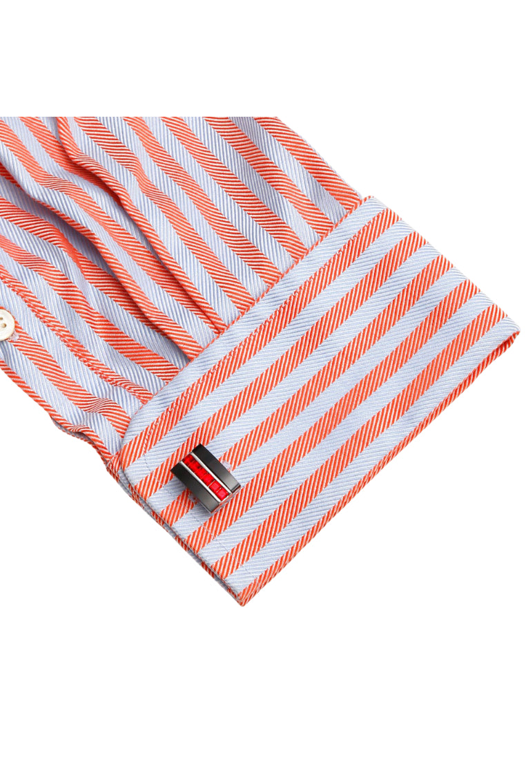 Pair Of Rectangular Light Luxury Retro Red Crystal Black Agate Creative French Men's Cufflinks