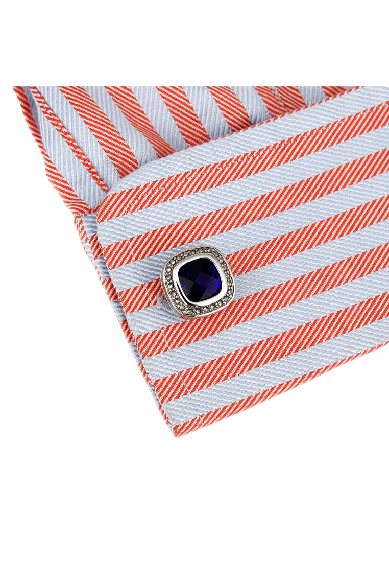 Men's Cufflinks High Quality Light Luxury Blue Zircon Rhinestone Square Silver Shirt Jewelry Pair