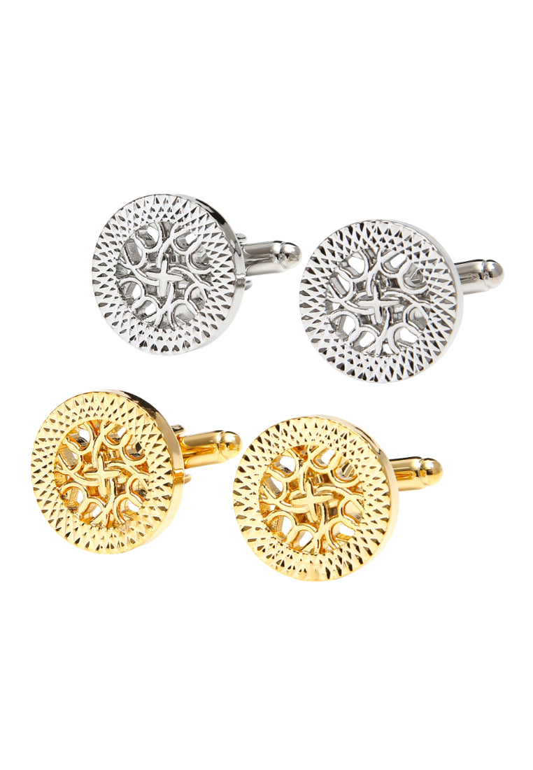 Pair Of Color Selection Round Simple Exquisite Art Hollow French Men's Cufflinks Cuff Nails