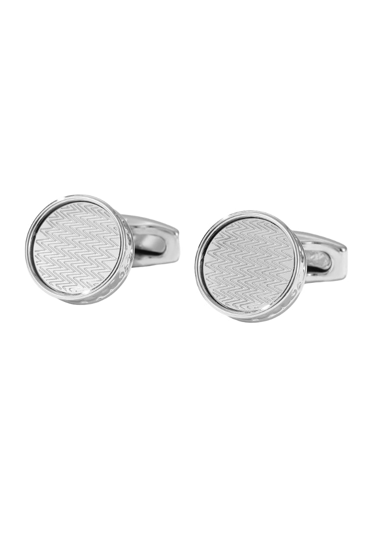 Men's Cufflinks Striped French Simple Silver Round Shirt Jewelry Pair