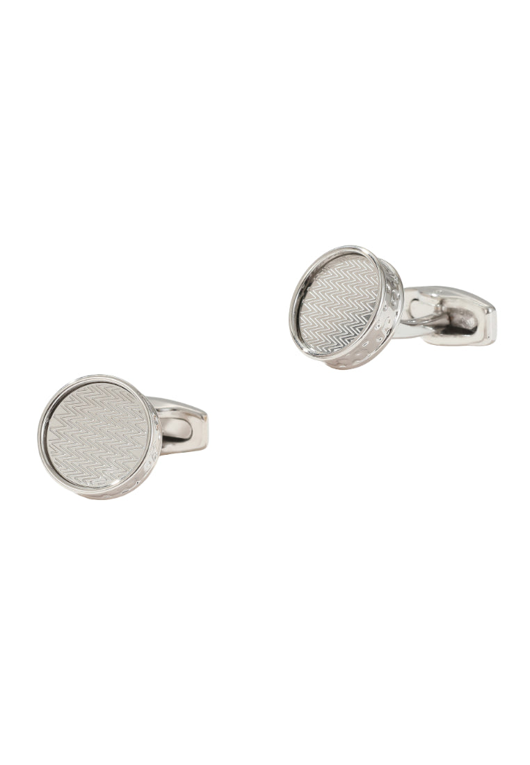 Men's Cufflinks Striped French Simple Silver Round Shirt Jewelry Pair