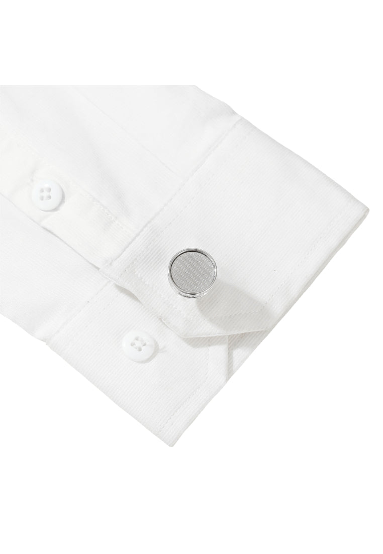 Men's Cufflinks Striped French Simple Silver Round Shirt Jewelry Pair