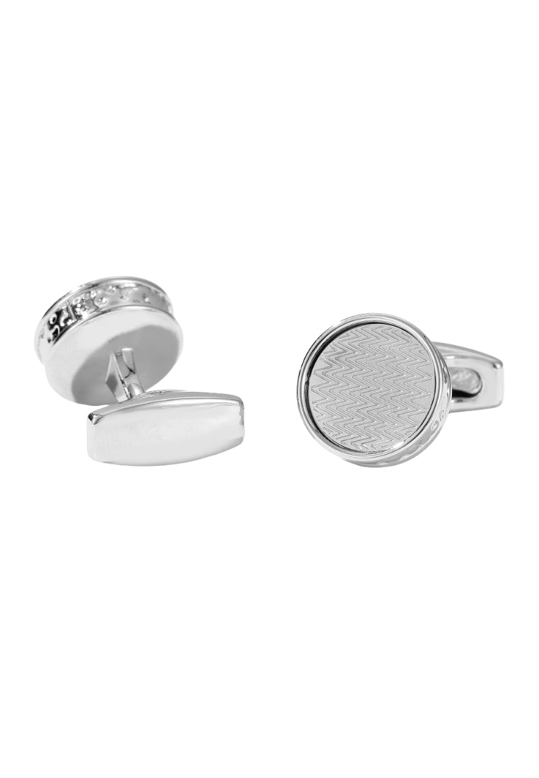 Men's Cufflinks Striped French Simple Silver Round Shirt Jewelry Pair