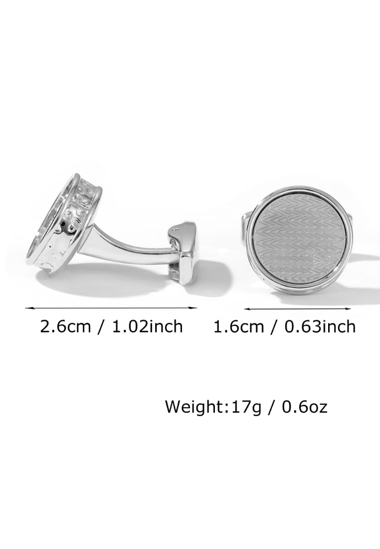 Men's Cufflinks Striped French Simple Silver Round Shirt Jewelry Pair