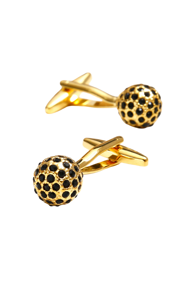 Creative Simple Inlaid Black Diamond Gold Spherical French Men's Cufflinks