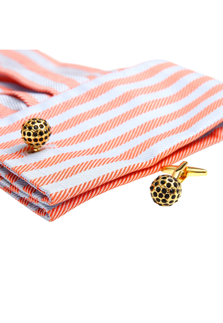 Creative Simple Inlaid Black Diamond Gold Spherical French Men's Cufflinks
