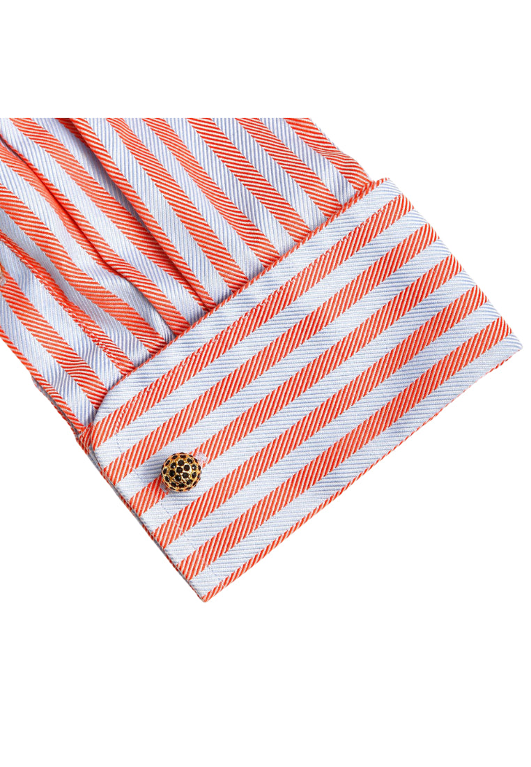 Creative Simple Inlaid Black Diamond Gold Spherical French Men's Cufflinks