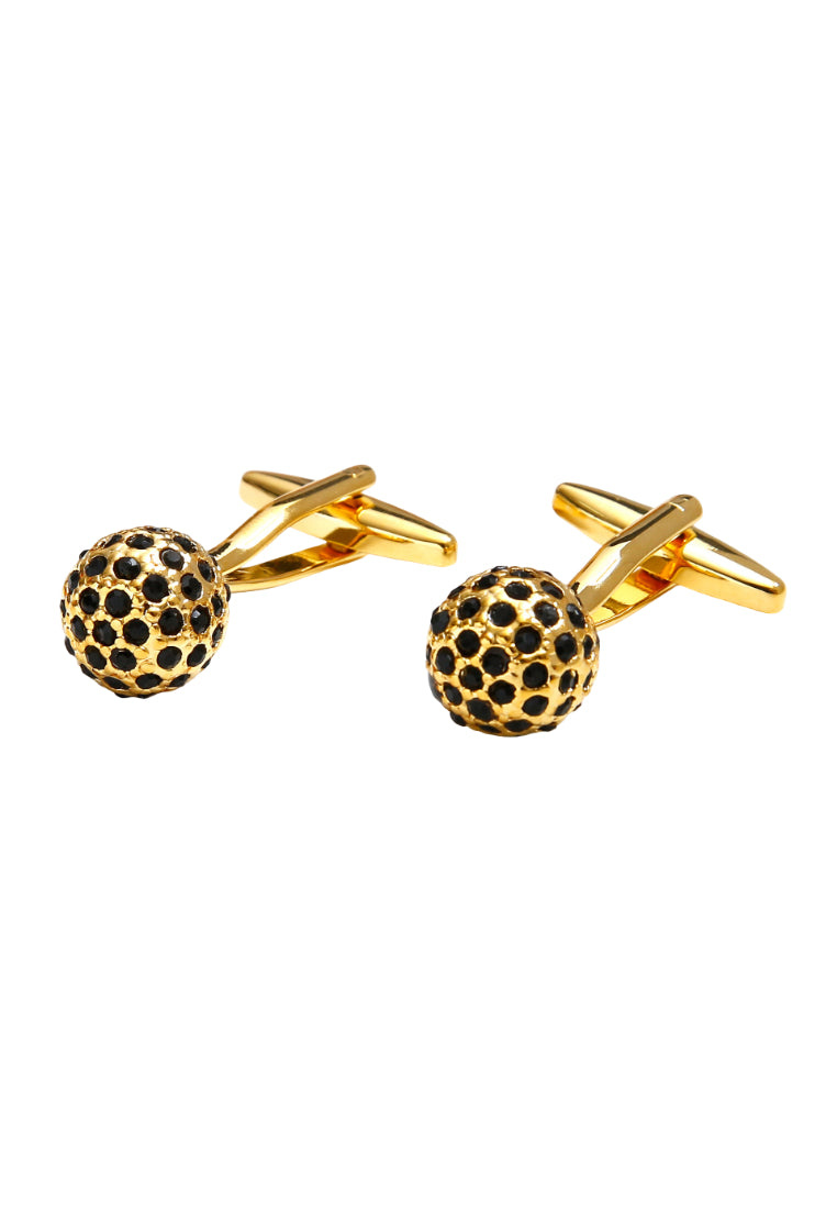 Creative Simple Inlaid Black Diamond Gold Spherical French Men's Cufflinks