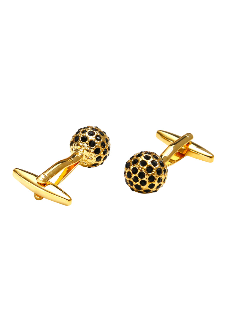 Creative Simple Inlaid Black Diamond Gold Spherical French Men's Cufflinks