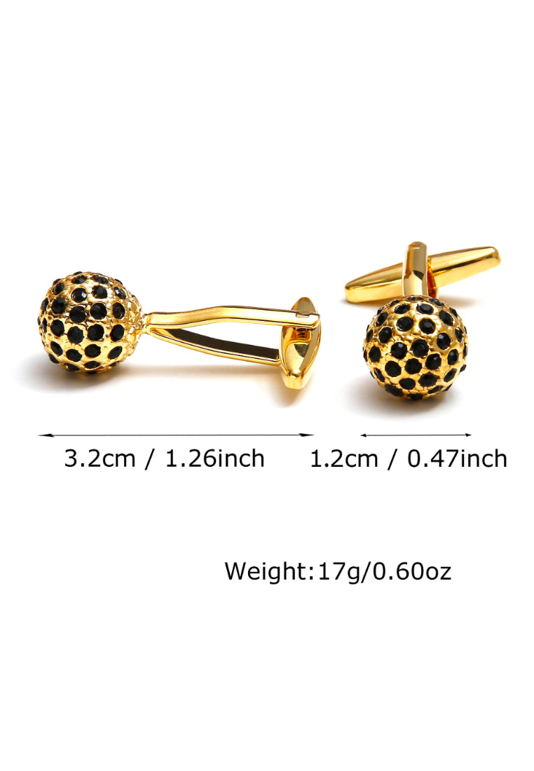 Creative Simple Inlaid Black Diamond Gold Spherical French Men's Cufflinks
