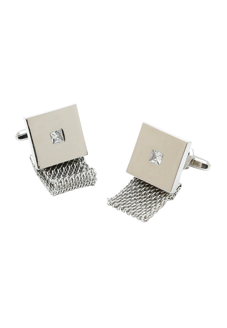 Men's Cufflinks Light Luxury Diamond Chain Square Silver Copper Shirt Sleeve Nails